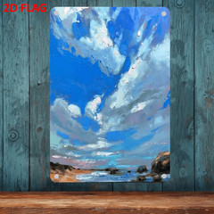 Coastal Sky Abstract Metal Wall Art Beach Landscape Home Hanging Decoration Gift