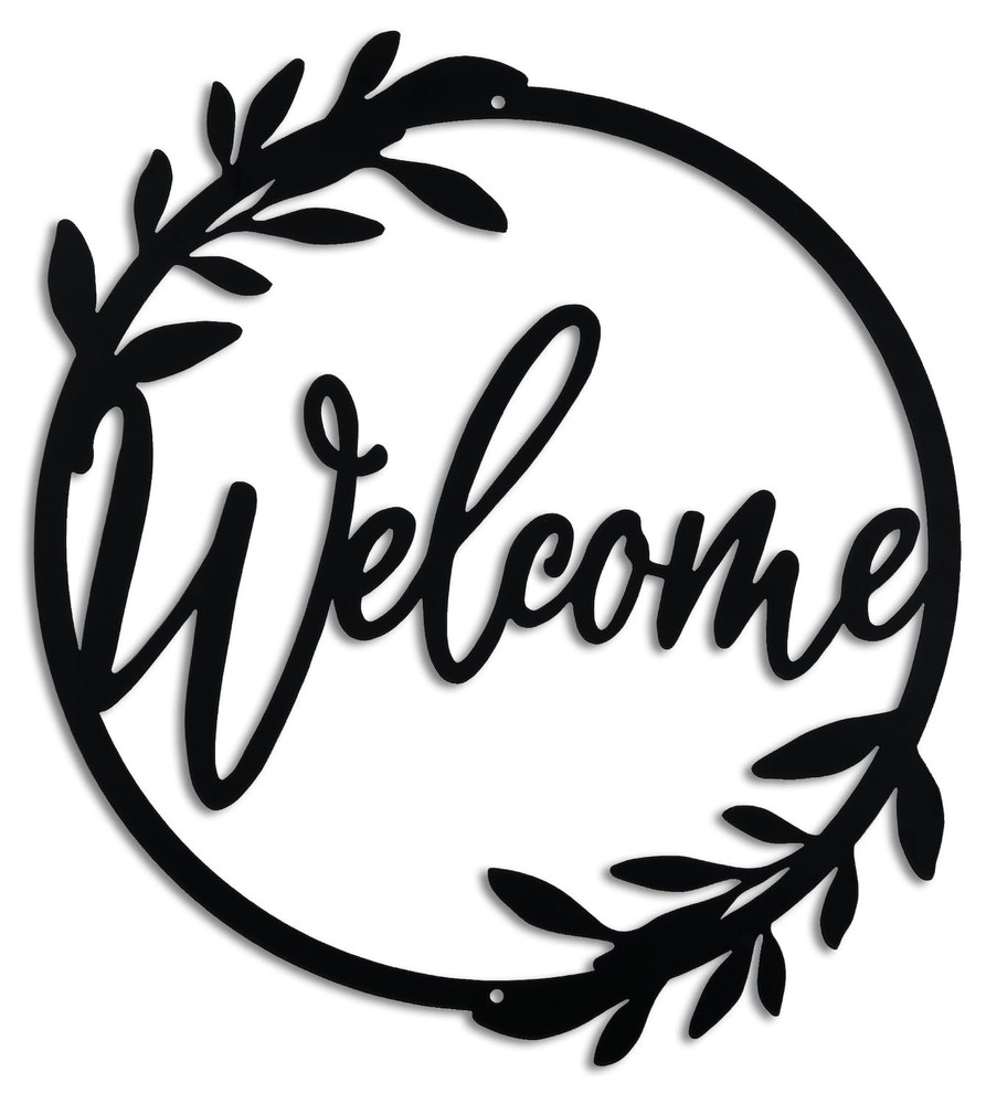 AERLO Metal Welcome Sign for Front Door – Large 13.5 inch Black Wall Decor – …