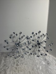 Lot Of 2 Silver Bejeweled Starburst Atomic Wall Hanging 10×10”