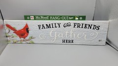 Myword! Hang Out Signs “Friends & Family Gather Here Cardinal” 6″x24″