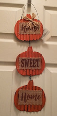 Burlap and Metal Pumpkin Wall Signs, 21 in. (Home Sweet Home)