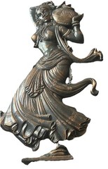 Metal India Moroccan Lady Woman Wall Décor Wall Hanging Exotic Holding Pot Dress