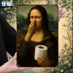Mona Lisa Toilet Paper Sign Aluminum Sign Vintage Metal Plaque Decor