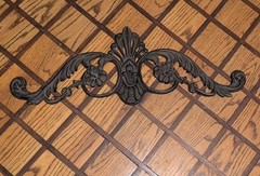 Cast Iron Pediment Wall Art Decor Ornate Distressed Brown 26”