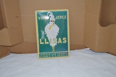 VTG SPAIN WINE FASHION GIRL VINOS JEREZ LLISAS SEVILLA DRINK TIN SIGN METAL
