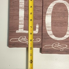 LOVE Rustic Wood Wall Hanging Sign, Brown White, Hearts & Love, 22x6x12in