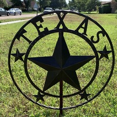 24″ TEXAS LONE STAR Metal Wall Plaque Barn Star Wire Ring Rustic Western Decor