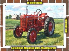 Metal Sign – 1950 International Tractor Watercolor – 14×10