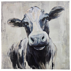 Farmhouse Animal Wall Decor 8×8 Canvas Wood Sign Rustic Cow Horse Llama Choose