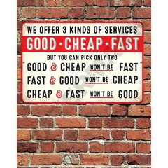 Good Cheap Fast Service Sign Aluminum Metal 8″x12″ Rustic Funny Garage Man Cave