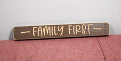 Family First Wood Sign Home Decor 12″x2″