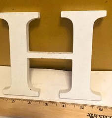 Distressed White Wood Letter “H” Country Cottage Wall Art Shabby Chic  5″H