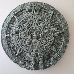 Aztec Calendar Wall Plaque 13″ Faux Stone Sun Stone Wall Hanging Southwest Decor