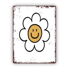 Rustic Iron Tin Sign with Distressed White Border for Home, Bar, Cafe Decor