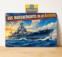 USS Massachusetts BB-59 Battleship Navy Metal Poster Sign 8*12″in