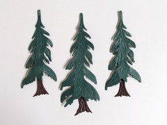 Vintage Metal Pine Trees Wall Hanging Trio Cabin Lodge Rustic Forest Decor 3D