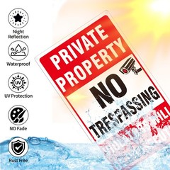 4 Pack No Trespassing Signs – Weatherproof Aluminum, Video Surveillance, 10×14