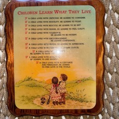 Vintage 1970s Children Learn What They Live Plaque Dorothy Law Nolte Wall Decor