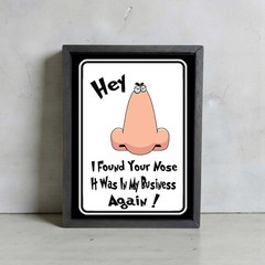 Funny Nosey People Wood Framed Metal Novelty Sign for Wall or Shelf Decor Small