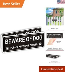 Highly Visible Beware of Dog Signs – 10 x 3.5 Inches, Easy to Install (2 Pack)