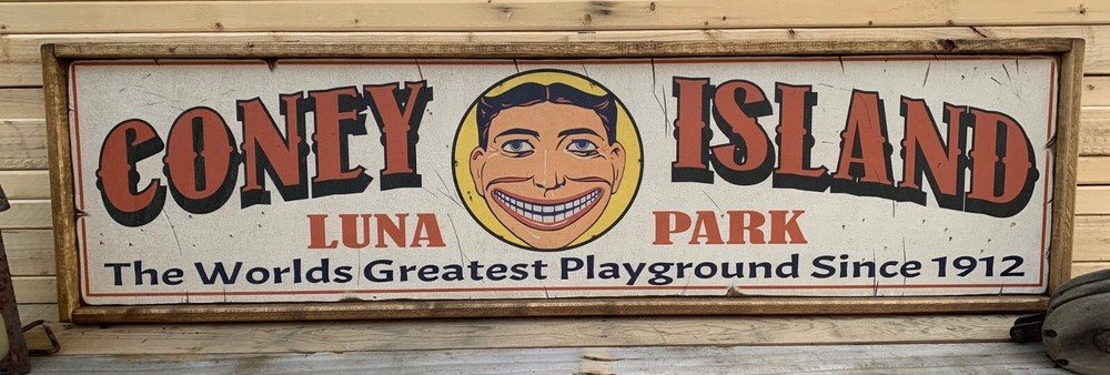 Antique Style Coney Island Luna Park Advertising Home Decor Sign 9×36