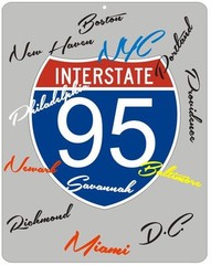 Metal Interstate highway sign with city signatures – Your choice of interstate