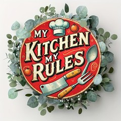 1pc My Kitchen My Rules Iron Sign, 8×8 Inch Round Tin Metal Signs Decorative Pla