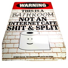 AMERICAN WIT 8″ x 12″ Tin Sign (Warning This is a Bathroom Not an Internet Cafe)