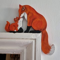 Mama and Baby Fox Door Topper Adorable Fox Shape Statue Door Corner Sculpture…