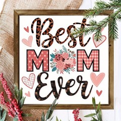 Best Mom Ever Leopard Floral Wooden Plaque Mother’s Day Mom Gift Wall Decoration