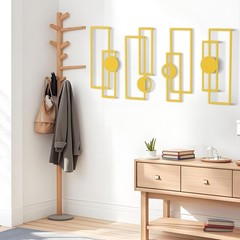 Large 4 Pieces Gold Metal Wall Arts,16.5 x 7 inch Modern Geometric Decor Hang…