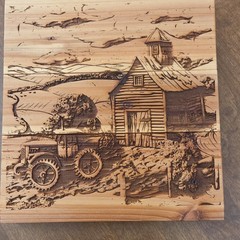 Rock Creek Creations Engraved Wood Wall Plaque Farm Barn Tractor 8 1/2×9 1/8