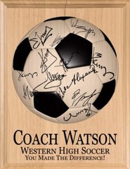 Signable Soccer Coach Gift Plaque – Team Signed Custom Wood Award