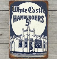 White Castle Hamburgers 5 Cents 12 x 18 Vintage Novelty Metal Sign Made In USA