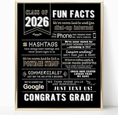 Class of 2026 Graduation Decor Made in USA Printed Sign 8×10 Centerpiece Gift