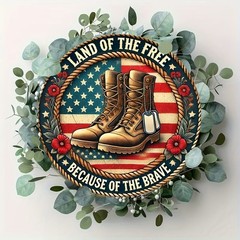 Patriotic Army Boots Sign Aluminum Sign 8 Round Size Funny Wall Decor