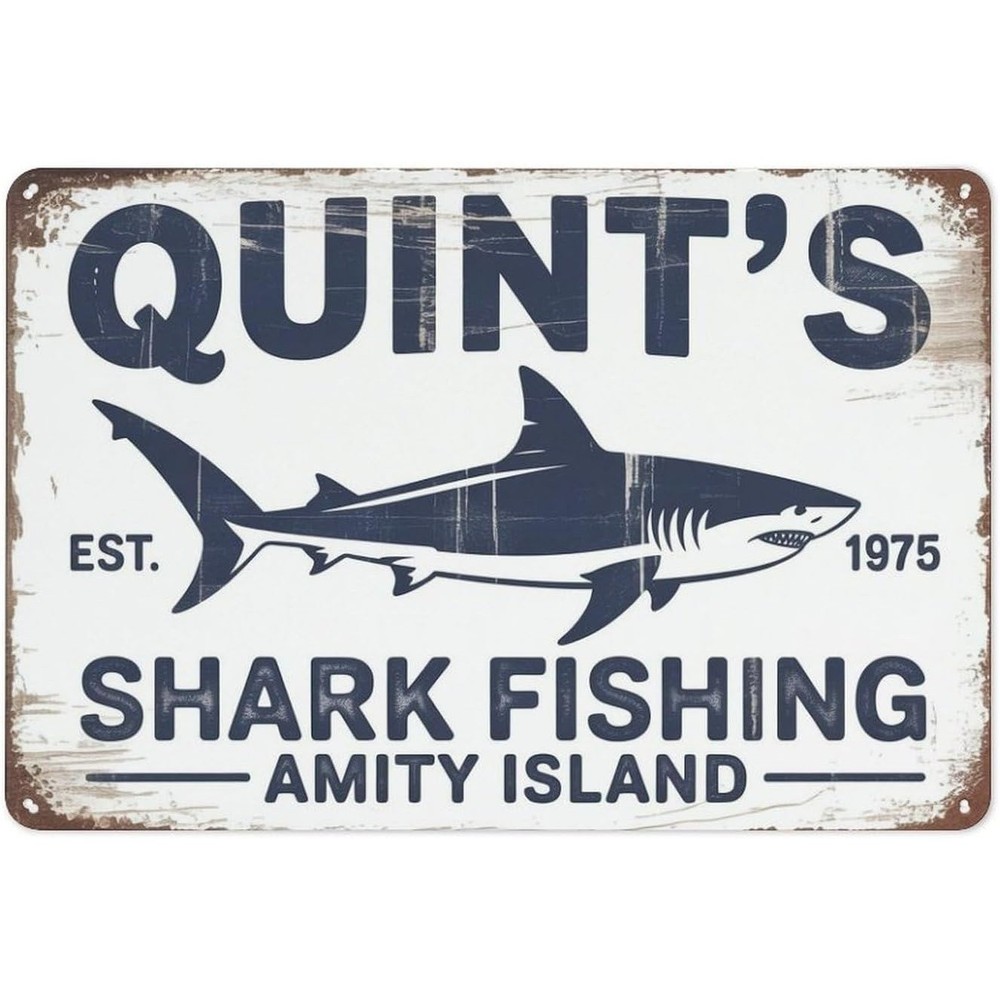 Metal Wall Art Vintage Maritime Large Shark Aluminum Sign 8×12 Inch