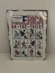 United States America On The Toilet Abe Lincoln Elvis Uncle Sam 8″ x12″ Tin