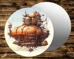 Cool STEAMPUNK AIRSHIP Metal Round Sign Wreaths Crafts & miniatures Projects