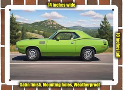 Metal Sign – 1970 Plymouth Cuda 23 Oil Painting – 14×10