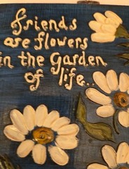 Friends Are Flowers In The Garden of Life 1970s Wood Wall Plaque Mid-Century MCM