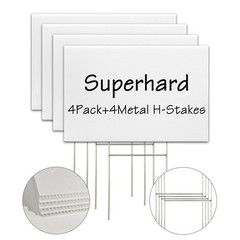 Blank Yard Lawn Signs, 4 Pack 18 x 12 Inches White Plastic For Happy Birthday…