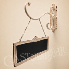 Cast Iron Scroll Bracket Hanging Chalkboard Sign Rustic Farmhouse Bistro Decor