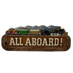 Vintage 1995 All Aboard Trains Railroad Al Pisano Resin Plaque Country Carver