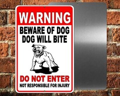 Warning Sign Beware Of Dog Do Not Enter Dog Will Bite 5 SIZES METAL Sign SBD49