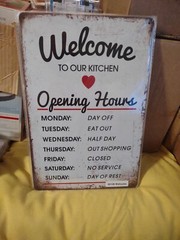 Tin Signs Welcome To Our Kitchen 12×8 Opening Hours NEW
