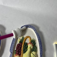 Vintage Ceramic Wall Hanging Kitchen Decor Fruit Baskets Grapes Pears Strawberry