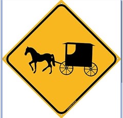 Amish Horse and Buggy Crossing Yellow Metal Road Sign Caution 8×8 Set Of Two
