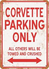 Metal Sign – CORVETTE PARKING ONLY – Vintage Look