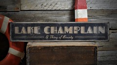 Custom Lake House Champlain Sign – Rustic Hand Made Vintage Wooden